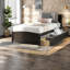 Lits simples avec rangement peu encombrants, bois espresso, conception moderne pour un usage familial