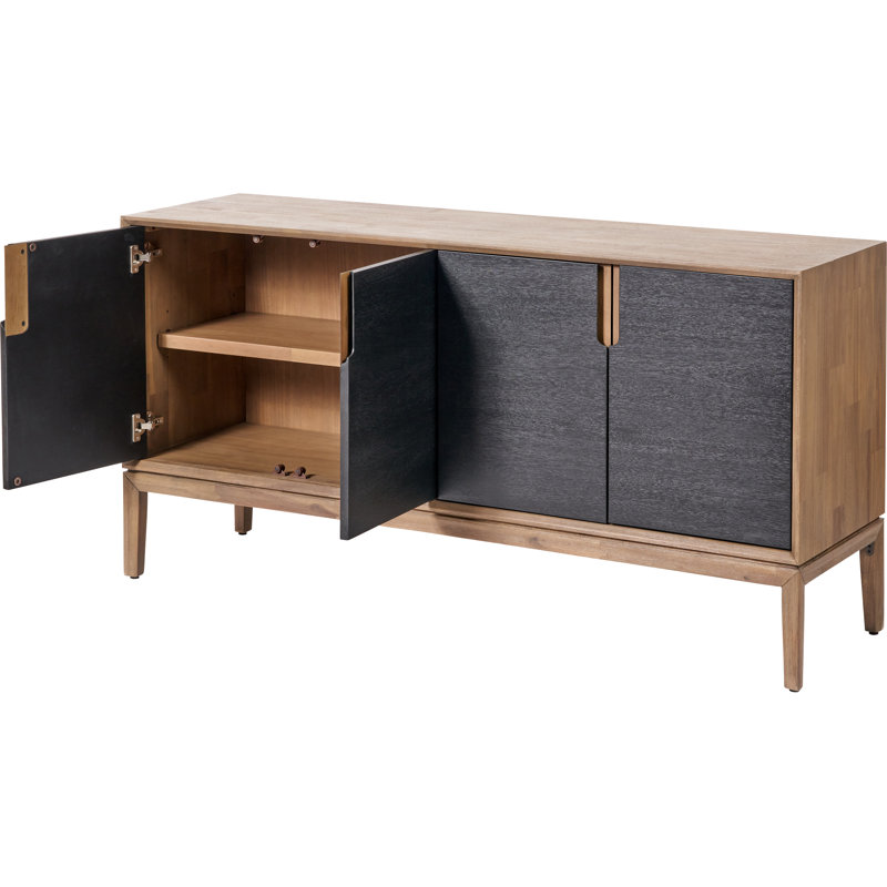 Takierra 160cm Solid Wood Sideboard, Black/Brown