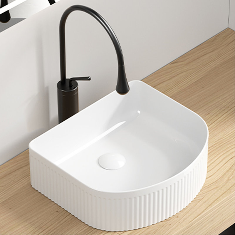 American Style Rectangle Vessel Sink For Bathroom - Above Counter Ceramic Wash Basin In Glossy White, Impact , Stain 15.9 Depth Modern Easy Maintenance, Secure Cushion Package,