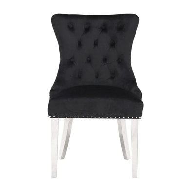 Chaise parsons rembourrée en velours capitonné Deka