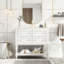Ensemble de meuble-lavabo 36 po avec ensemble de meuble-lavabo, lavabo en céramique encastré, ensemble de meuble-lavabo autoportant avec 4 tiroirs, armoire de salle de bain avec cadre en bois massif