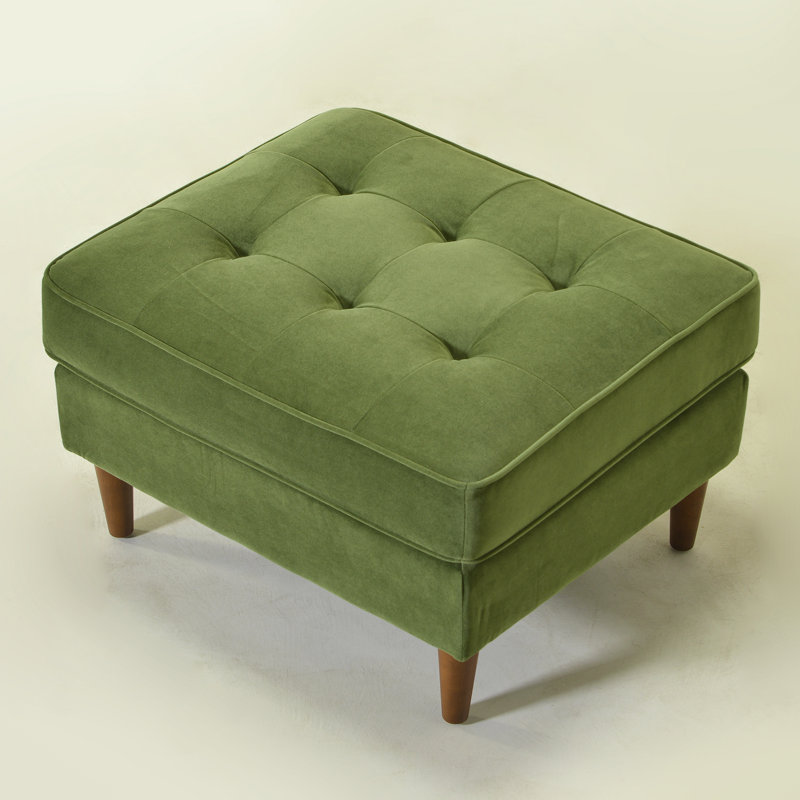 Geo 30" Wide Upholstered Ottoman, Olive Green, Velvet