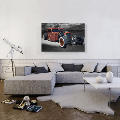«Hot Rod American Vintage Car», reproduction de photo sur toile tendue