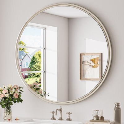 Evangelista Aluminum Alloy Framed Tempered Glass Round Wall Mirror