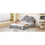 Lit plateforme tapissier taille tête de lit avec pied de lit arrondi et poche-246177601