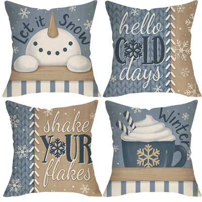 Faux Fur Plush Throw Pillow Covers - White - 18X18 Inches, Soft Fuzzy Striped Cushion Covers, Set Of 4, Modern Cozy Home Decor For Sofa, Couch, Or Bed