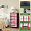 Commode à 4 tiroirs pour chambre à coucher à carreaux rouges et blancs, à carreaux bleus et à lignes bleues