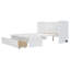 Lit escamotable double avec port USB et grand tiroir, blanc - 56 po x 21,6 po x 48,8 po - Bois massif MDF - Lit escamotable - blanc - avec armoire et tiroirs