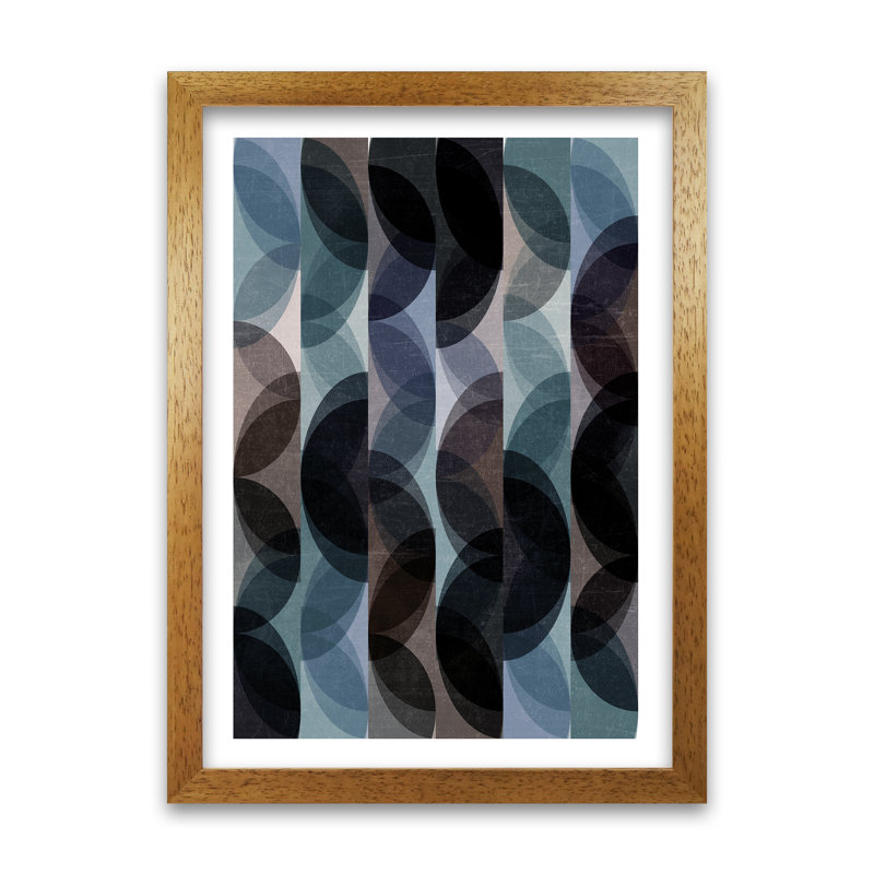 Blue Colourful Abstract B - Print, 42cm H x 30cm W x 3cm D, Oak Frame
