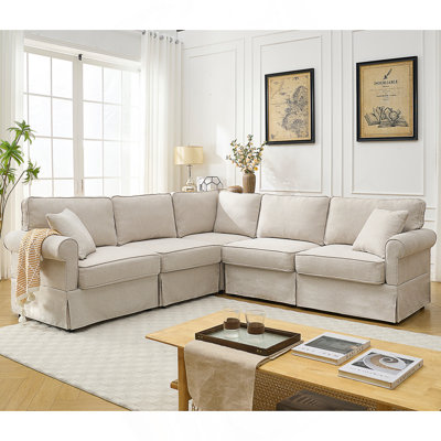Modular Sectional Sofa Set,Convertible L Shaped Couch ,5 Seat,Reversible Sectional Sofa Couch,Upholstered,Corner Sofa,Rolled Arms