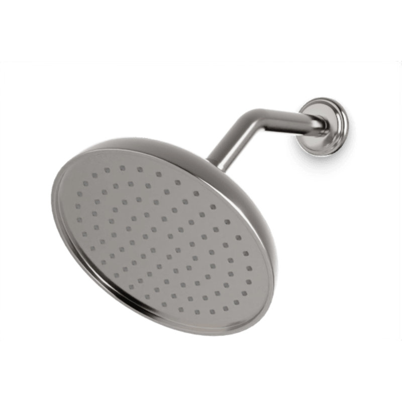 Classic 8-Inch Shower Rainhead With Angled Arm, Brushed Nickel