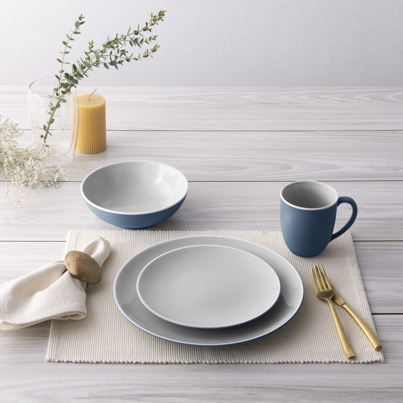 Couvert individuel 4 pièces Noritake ColorTrio Coupe, Bleu