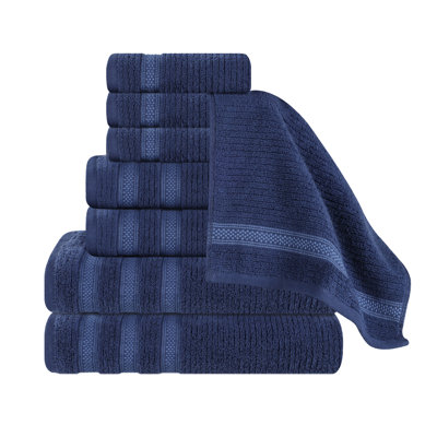 9-Piece Geometric Zero-Twist Cotton Towel Set