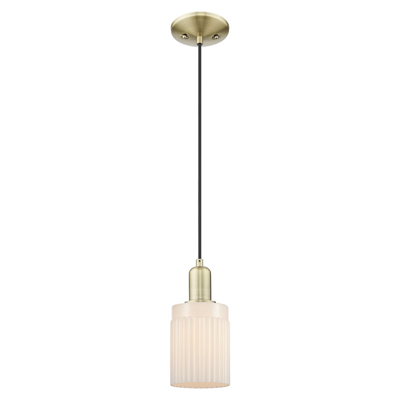 Arcadia - Hadley - Mini-luminaire suspendu à cordon 5 lumières 1 po, Blanc mat, Laiton antique