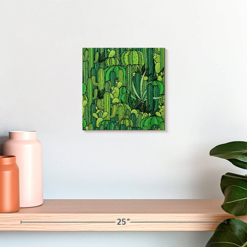Green Cactus Pattern, 10" H x 10" W