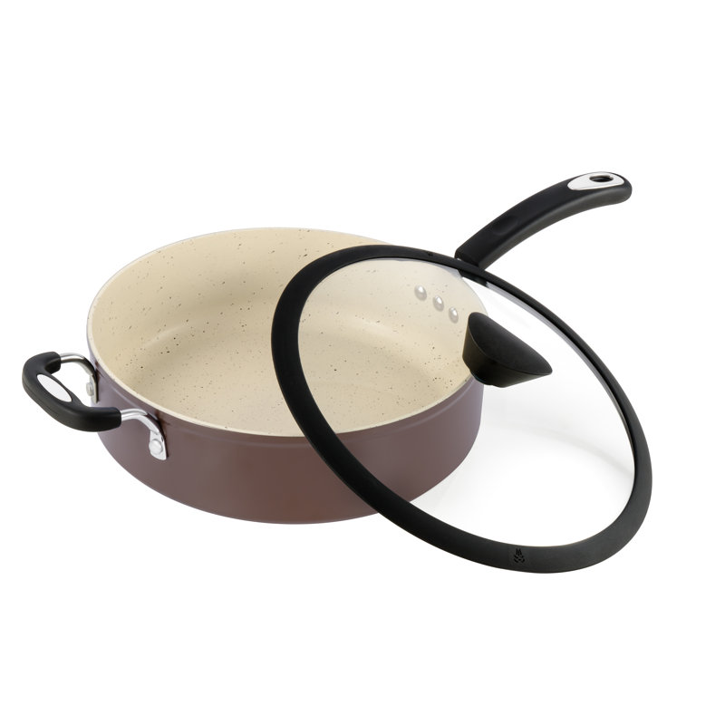 Casserole antiadhésive de 5,3 pte avec couvercle Ozeri Stone Earth All-In-One APEO & PFOA, Brun noix de coco