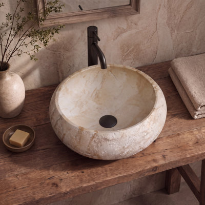 Lavabo de salle de bain rond 16,5 po Chloe
