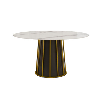 53.14" Modern Round Sintered Stone Dining Table