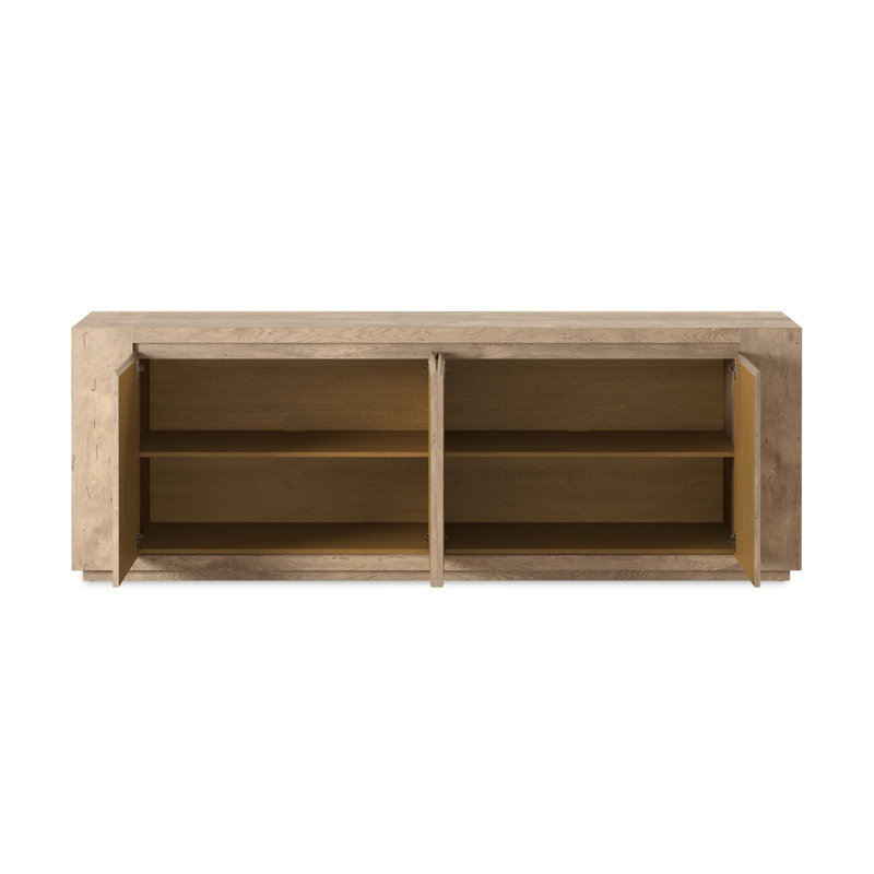 Trumann 94.5" Wide Sideboard, Whitewash Rustic Wormwood Oak