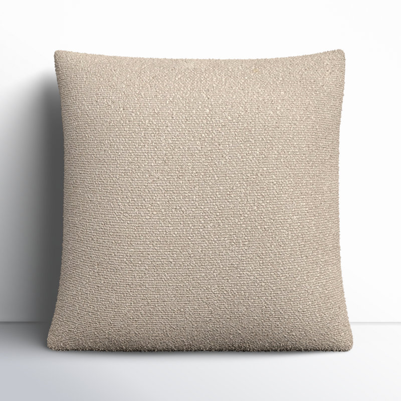 Beige Boucle Polyester 20" x 20" Throw Pillow Cover