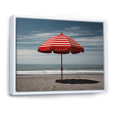 " Coastal Beach Red Umbrella "
