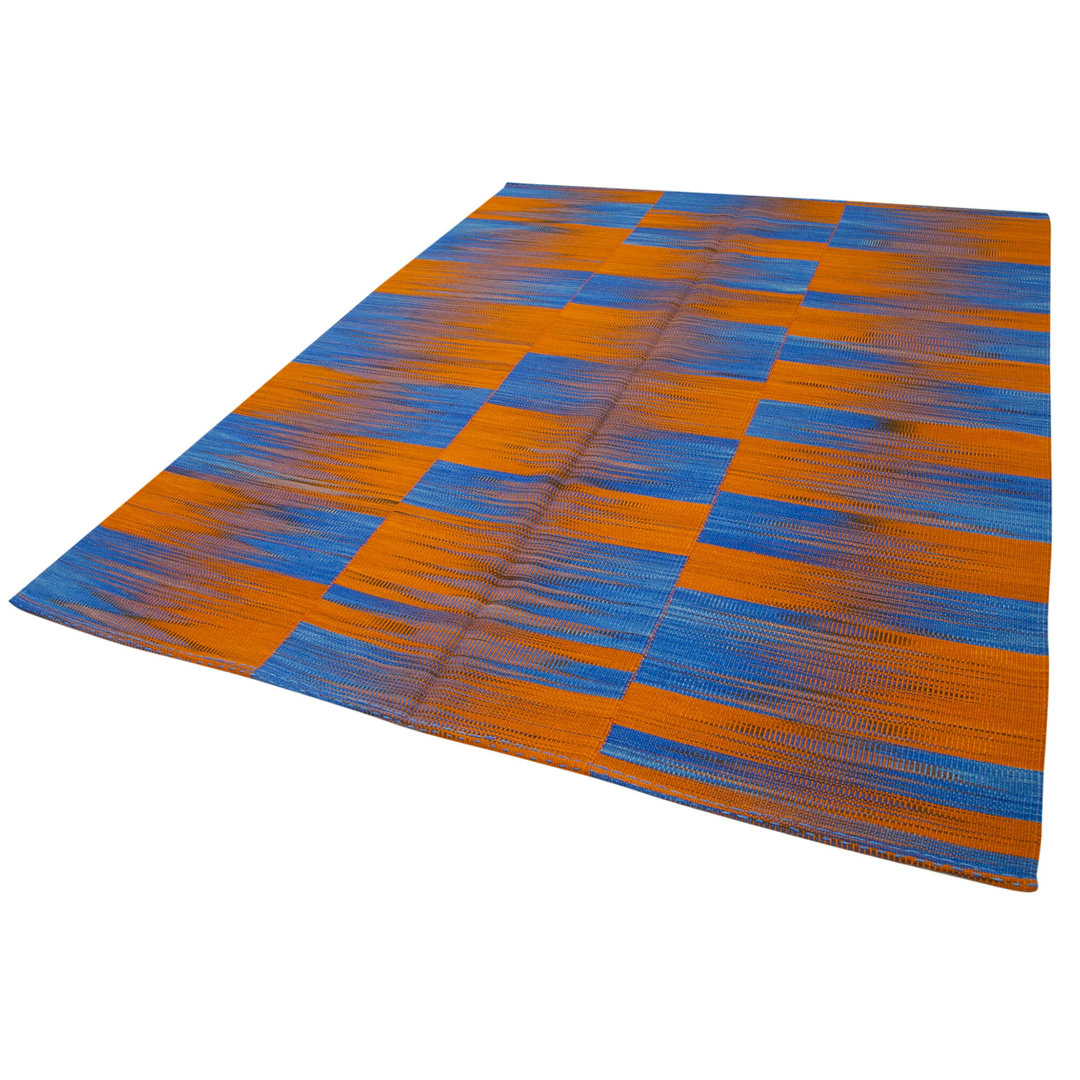 Degrade Kilim Orange Striped Wool Handmade Area Rug