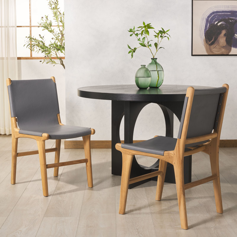 Cassaphina Leather Dining Chair, Gray