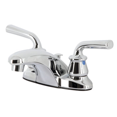 Kingston Brass Restoration Two-Handle 3-Hole Deck Mount 4" Centerset Bathroom Faucet with Brass Pop-Up