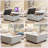 Mid-century Coffee Table with Nailhead Inlay,Modern Storage Stool with 2 Storage Doors-2025335752