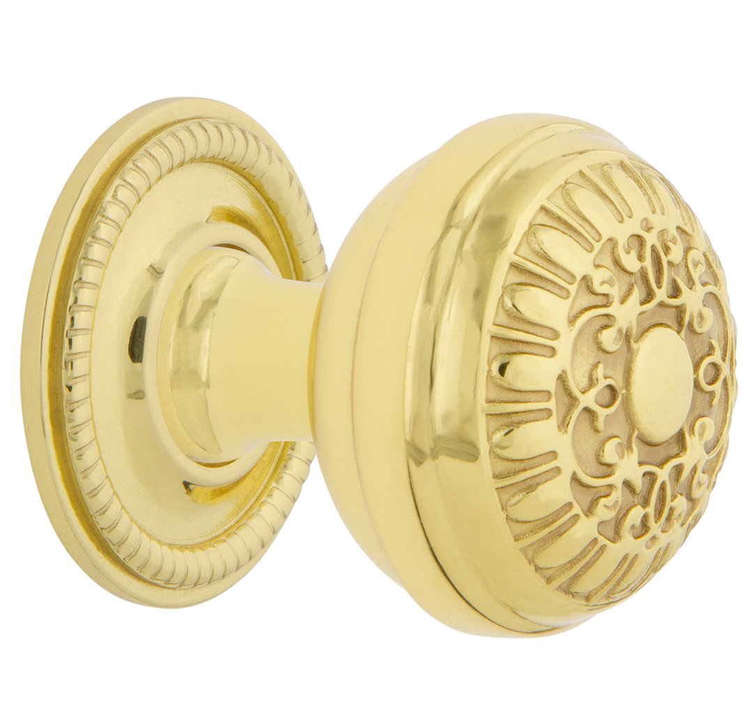 Nostalgic Warehouse Egg And Dart Brass 1 3/8" Cabinet Knob with Rope Rose Nostalgic Warehouse