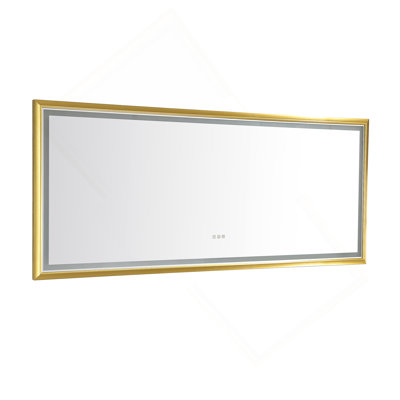 84 X 48 Inch LED Bathroom Mirror With Aluminum Frame, Wall Mounted Vanity Mirror, Anti-Fog, Memory, 3 Colors, Stepless Dimmable