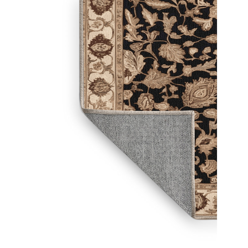 Machine Washable Persian Beige Area Rug, Rectangle 5' x 7'