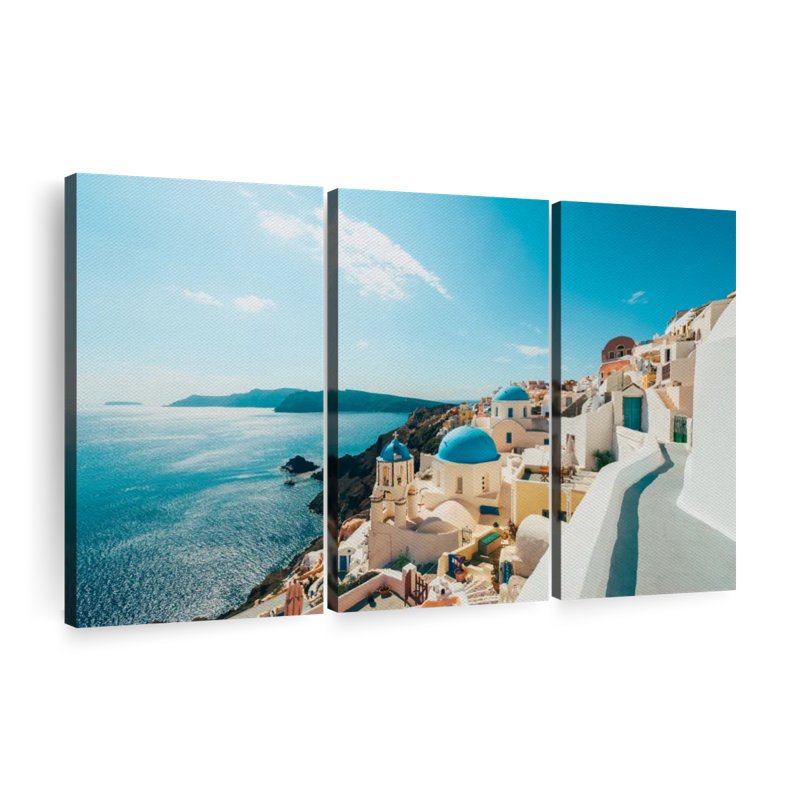 Oia Santorini Greece Wall Art Multi Piece Canvas Print, H 24 po x l 38 po x P 1,25 po