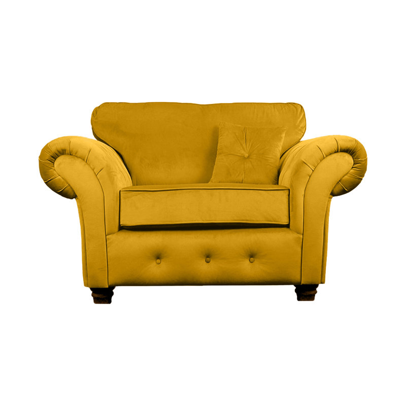 Lila 2 Seater Velvet Loveseat, Mustard