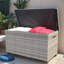 Boîte de rangement pour terrasse en osier avec couvercle, grande capacité pour les jouets