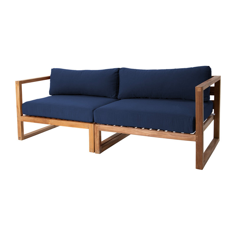 Jalyric 84'' Teak Outdoor Sofa, Navy