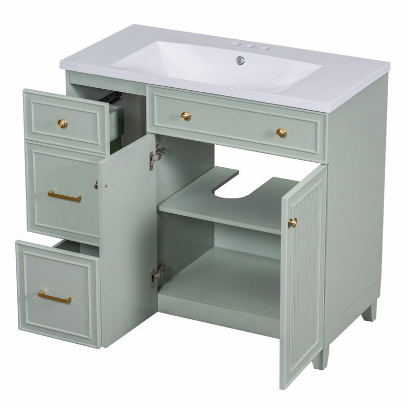 36'' Single Bathroom Vanity with Top, Green