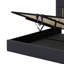 Grand lit plateforme tapissier avec système de rangement hydraulique, aucun sommier nécessaire