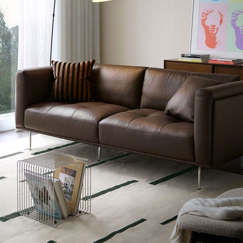 Coussin de canapé standard en cuir véritable, Café, H 30,31 po x l 70,87 po x P 35,83 po
