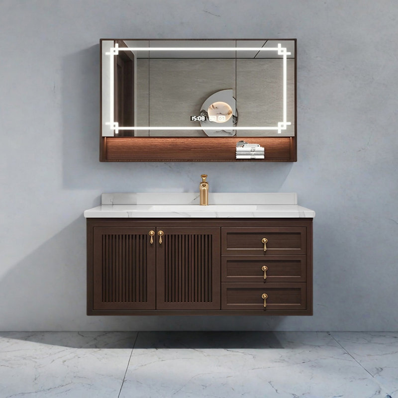 Nouvelle armoire de salle de bain de style chinois, 59"