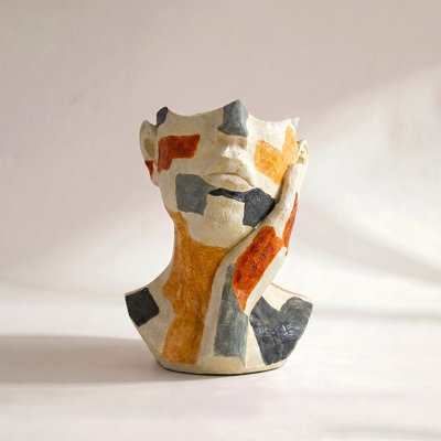 Vase abstrait visage - Sculpture en buste humain en résine et vase à fleurs, décoration intérieure boho pour tablette, manteau de cheminée et table de salle à manger | Cadeau d'artiste unique de 10,4 po de hauteur