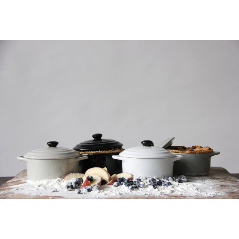 Mini-cocotte en grès, Noir / blanc
