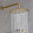 Brushed Gold Shower System With Elegant Arm, Hand & Slide Bar Bathroom In Mounting Hardware,-117417155