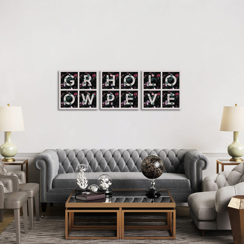 «Grow Hope Love», ensemble d'art mural sur toile tendue (ensemble de 3)