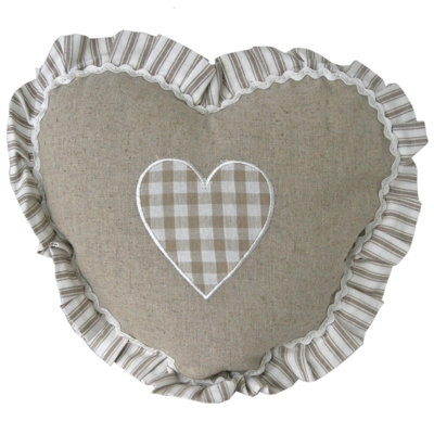 Heart Ruffle Linen Cushion with Filling
