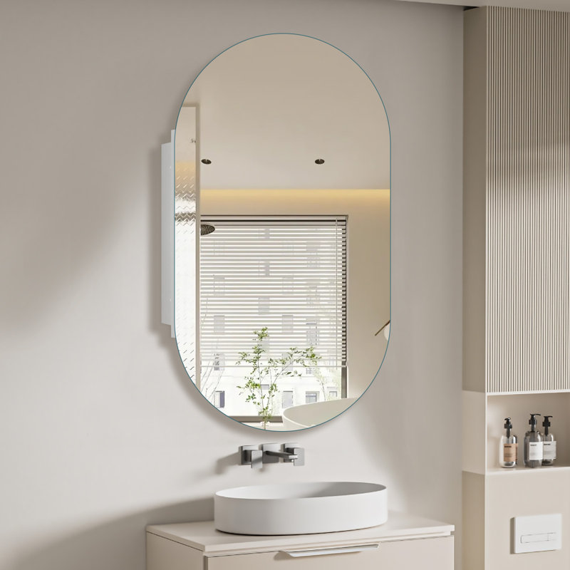 W H Frameless Medicine Cabinet Mirror 3 Fixed, 76.2cm H x 50.8cm W x 8.5cm D