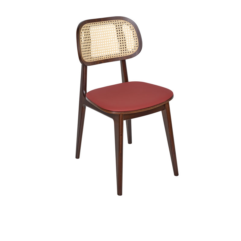 Chaise d'appoint Emma, Rouge, Noyer foncé