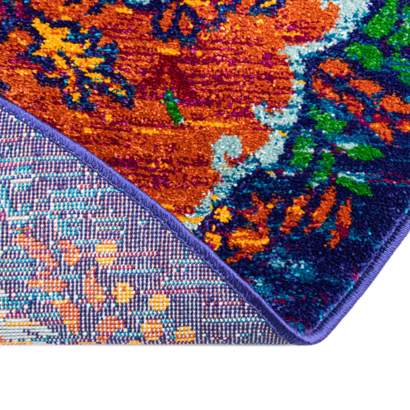 Tapis Antigua Calypso tissé à la main fuchsia, Rond 5 pi 3 po