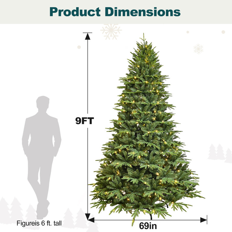 Arbre de Noël artificiel vert pré-éclairé, 9'