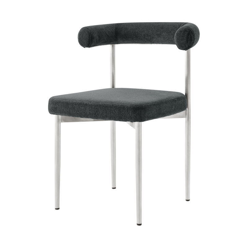 Ensemble de deux chaises d'appoint de salle à manger rembourrées en polyester gris et argent